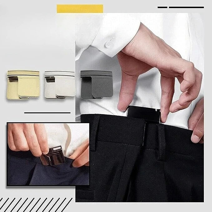 Clip-On Waistband Tightener for Loose Pants, Instant No-Sew Fit Adjuster Tool for Jeans, Trousers & Skirts, Discreet Metal Clip for Men &