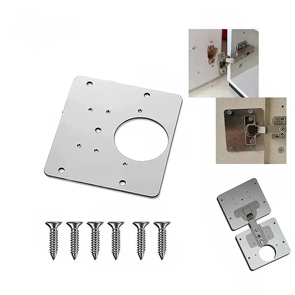 Cabinet Door Hinge Reinforcement Brackets Steel Repair Kit 3-Pack for Kitchen Bathroom Furniture Restoration Quick Fix Solution
