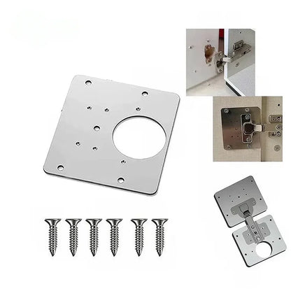 Cabinet Door Hinge Reinforcement Brackets Steel Repair Kit 3-Pack for Kitchen Bathroom Furniture Restoration Quick Fix Solution