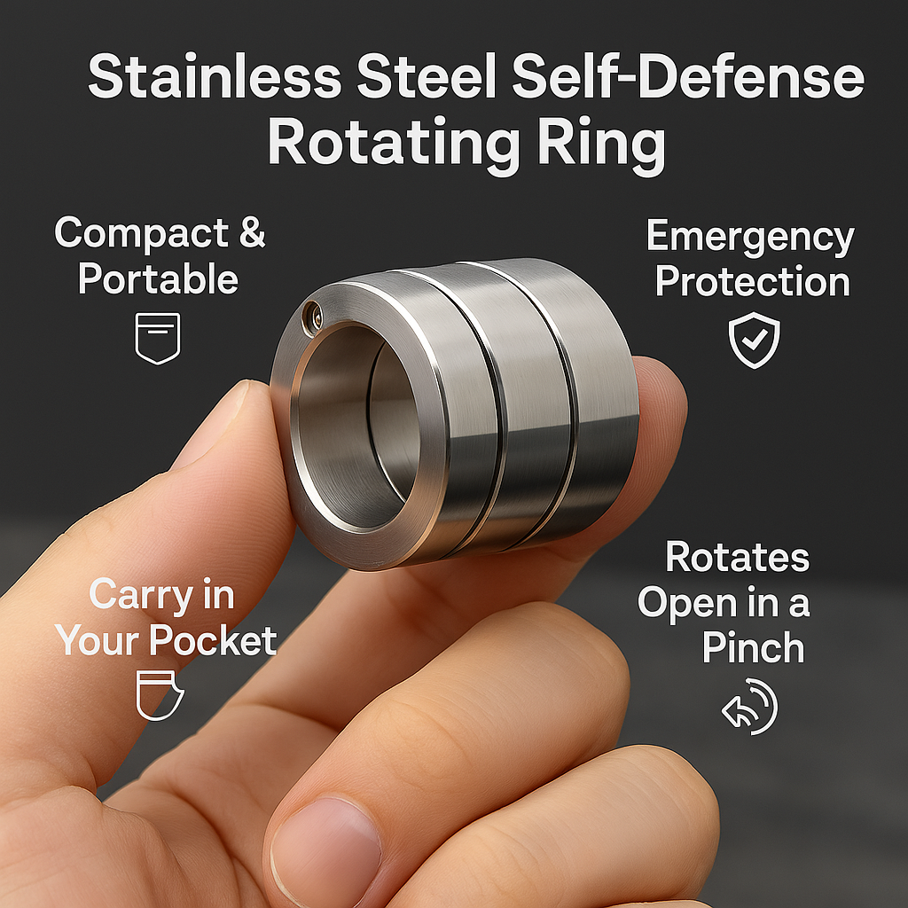 Tactical Emergency Ring Self Defense Tool Silver Metal Finger Guard Discreet Protection Everyday Carry Compact Security Ring for Women Men