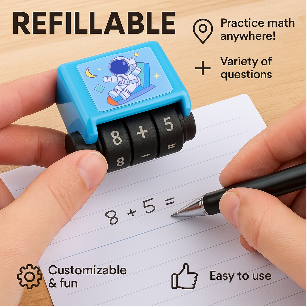 Handheld Arithmetic Stamp Roller for Kids Elementary School Homework Practice & Learning