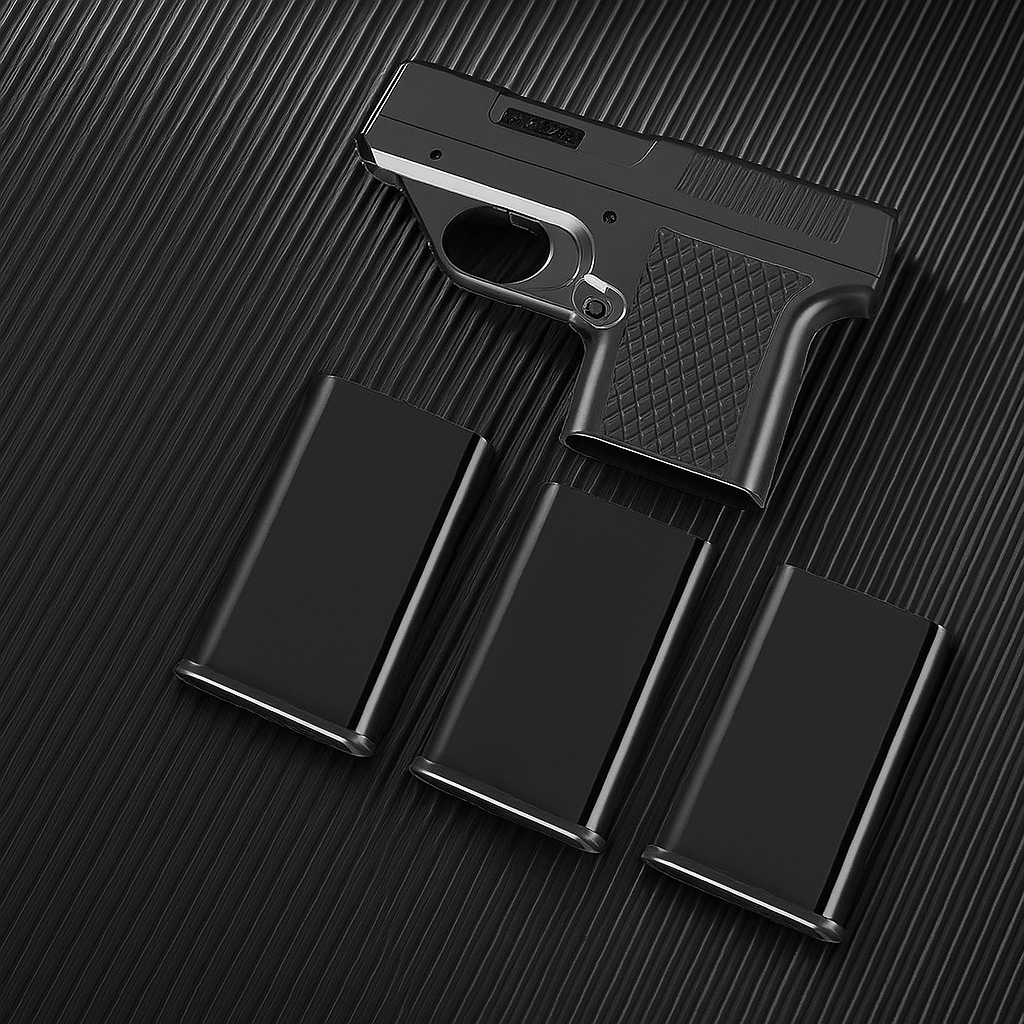 Pistol Windproof Butane Lighter with Hidden Compartment for Keys, Cash & Valuables | Refillable Torch Flame | Collectible Novelty Design