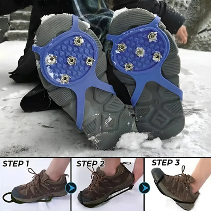 Traction Cleats for Winter Walking on Ice and Snow – Portable Over-Shoe Spikes for Adults and Kids – Lightweight Slip-On Grips