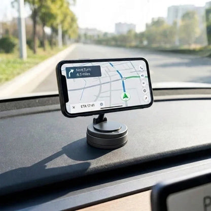 Dashboard Cell Phone Mount with 360° Rotation and Vacuum Grip for Car Windshield Navigation Hands-Free Viewing