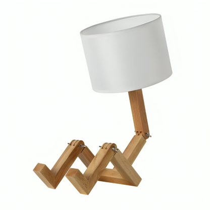 Wooden Desk Lamp with Storage Shelf 17 in Adjustable Reading Light for Nightstand Office Bedroom White Natural Wood Finish E27