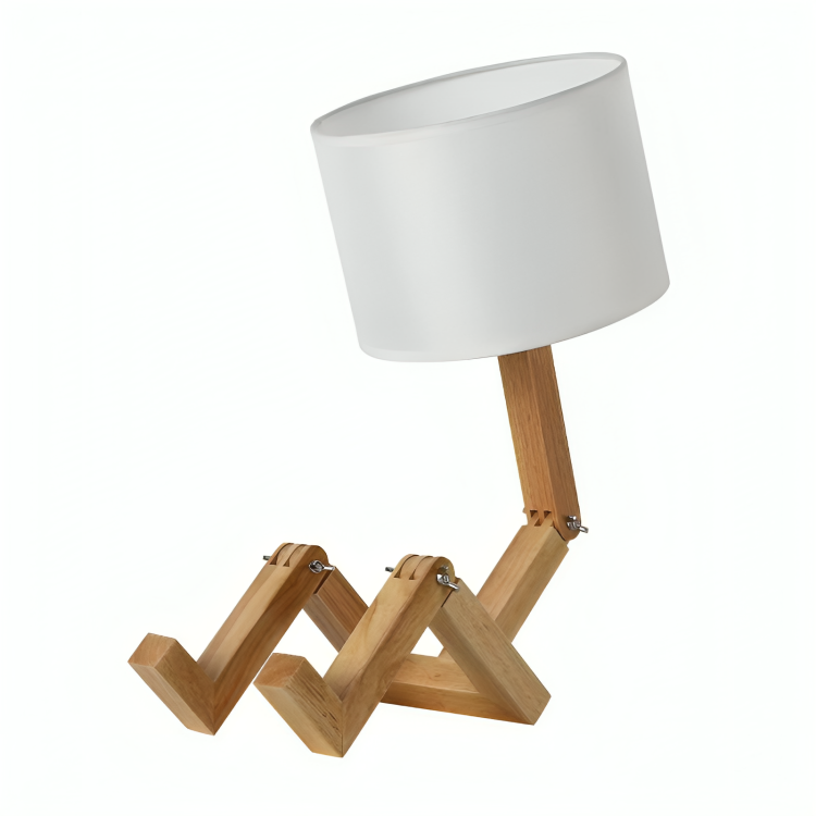 Scandinavian Wood Reading Lamp with Shelf | Adjustable Table Light for Bedroom & Living Room