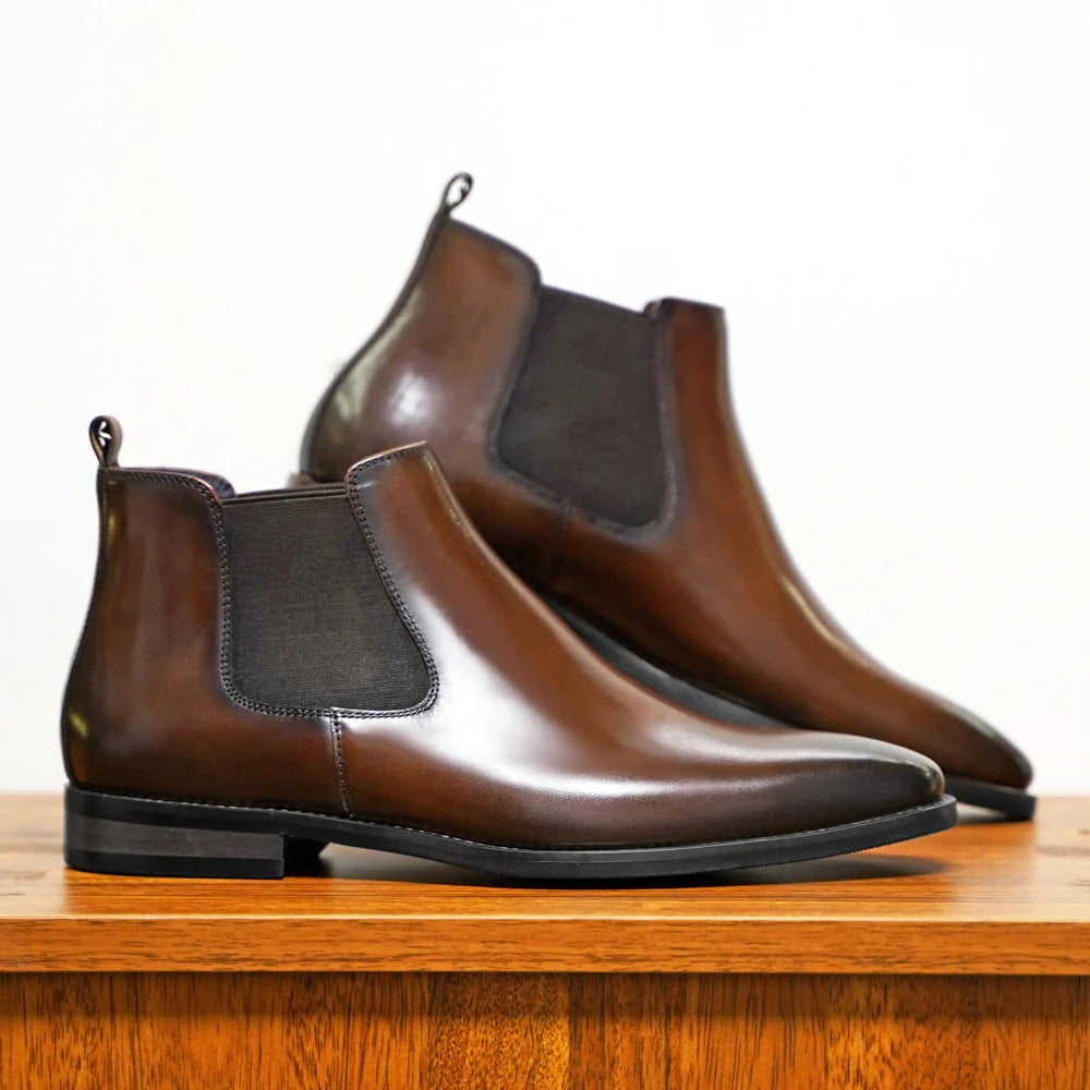 Men's Brown Elastic Side Chelsea Ankle Boots