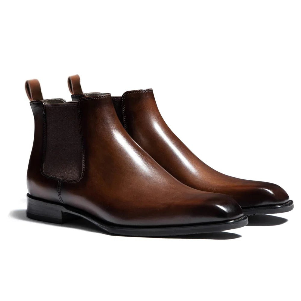 Men's Brown Elastic Side Chelsea Ankle Boots