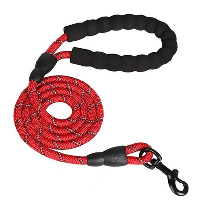 Comfortable Grip Dog Leash with Reflective Safety Line
