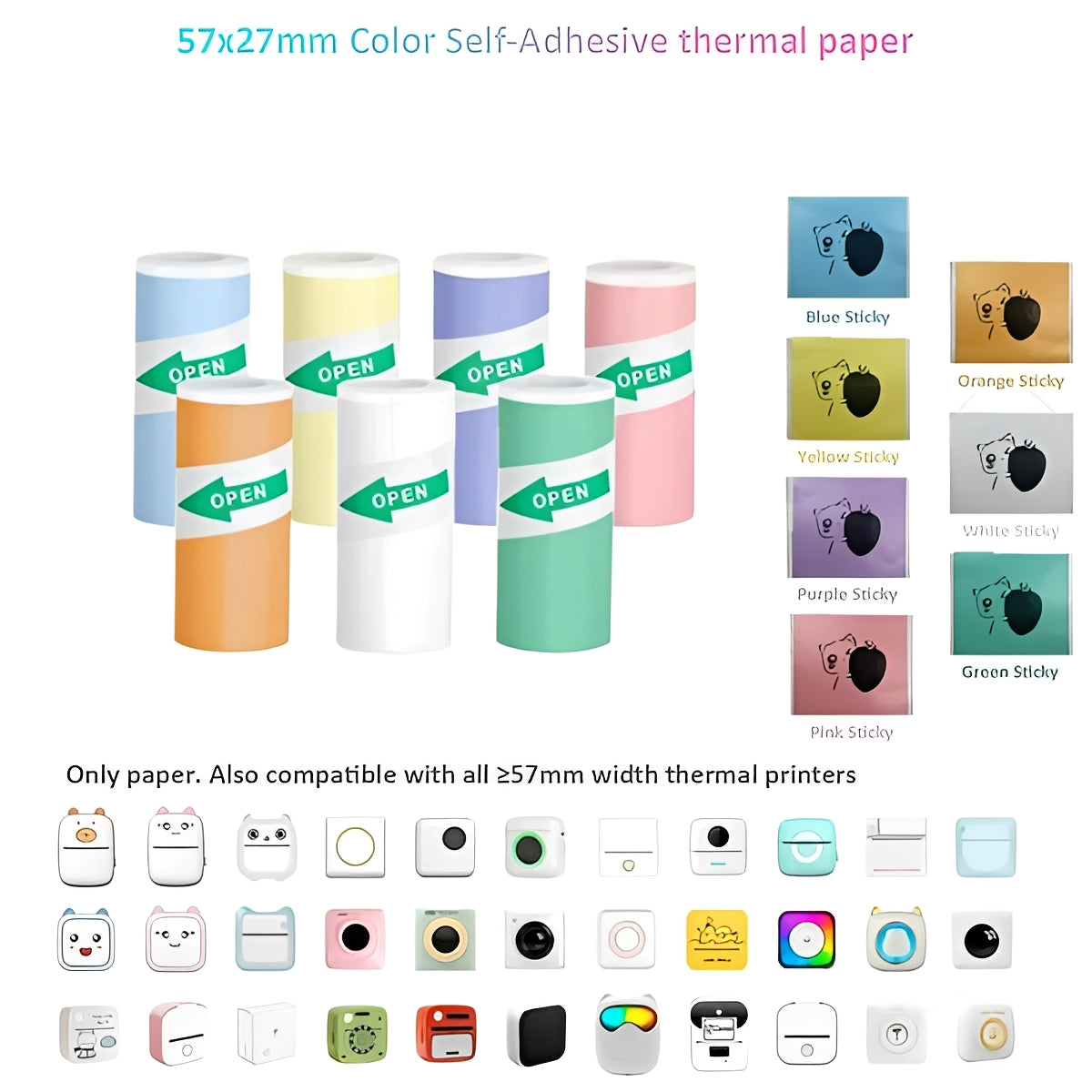 Wireless Compact Photo Sticker Printer with Bluetooth