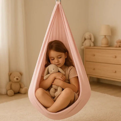 Pod Hanging Chair Cocoon Seat 39 in × 110 in All-Weather Fabric for Kids Adults Indoor Outdoor Garden Bedroom Patio Relaxation Hammock Swing
