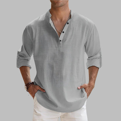 Breathable Mens Summer Linen Shirt
