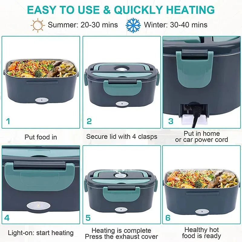 Compact Reheating Lunch Box for Car and Home