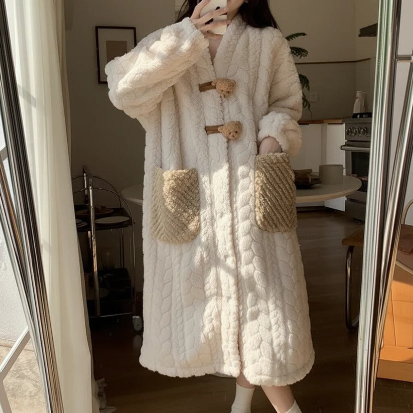Soft Plush Hooded Robe for Women, Cozy Lounge Wear