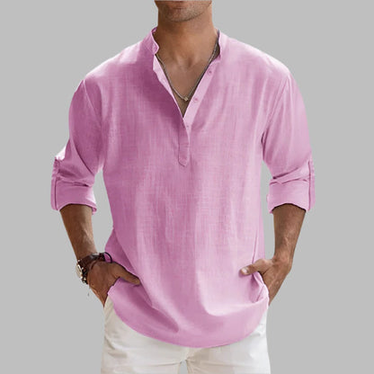 Breathable Mens Summer Linen Shirt