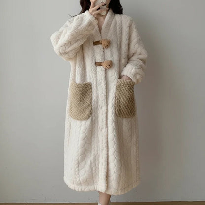 Soft Plush Hooded Robe for Women, Cozy Lounge Wear