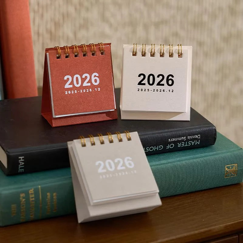 Compact Desk Calendar 2026 with Stand for Home Office