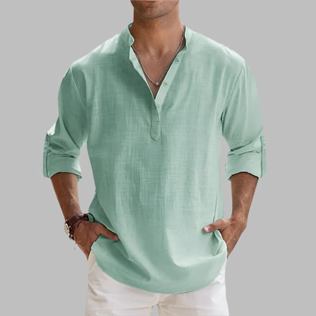 Breathable Mens Summer Linen Shirt