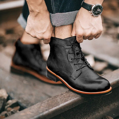 Comfortable Men's Leather Work Boots for Arch Support