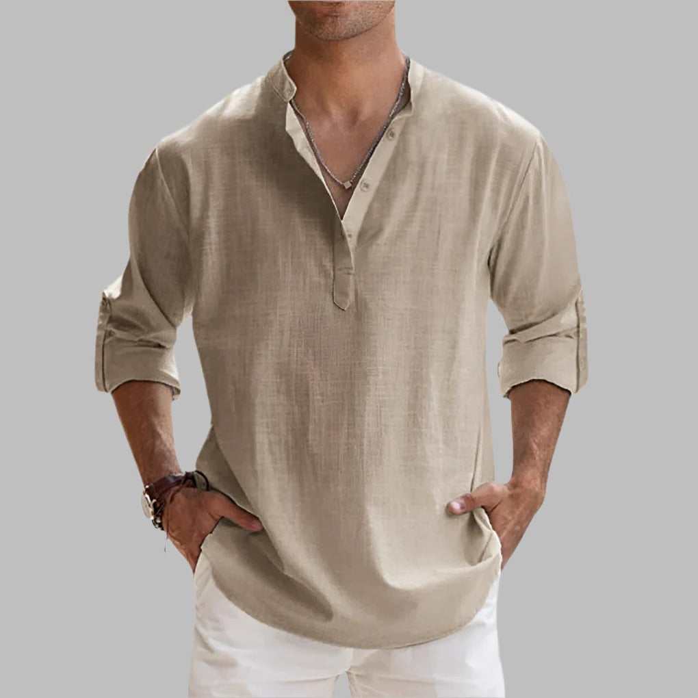 Breathable Mens Summer Linen Shirt