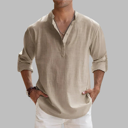 Breathable Mens Summer Linen Shirt