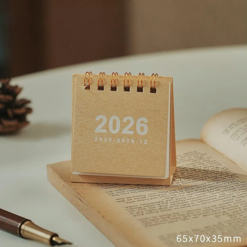 Compact Desk Calendar 2026 with Stand for Home Office