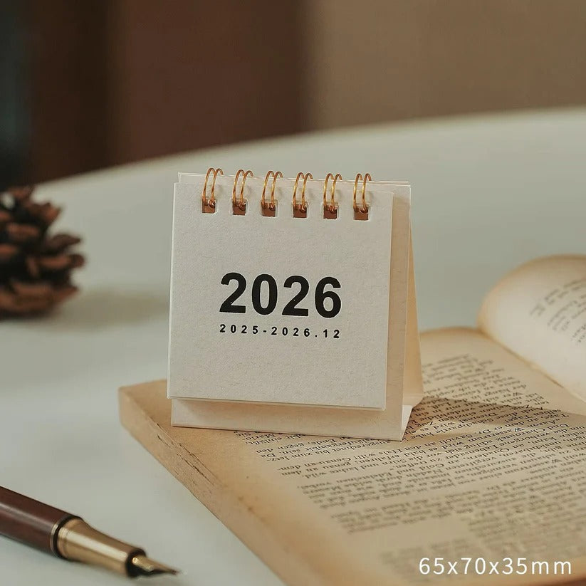 Compact Desk Calendar 2026 with Stand for Home Office