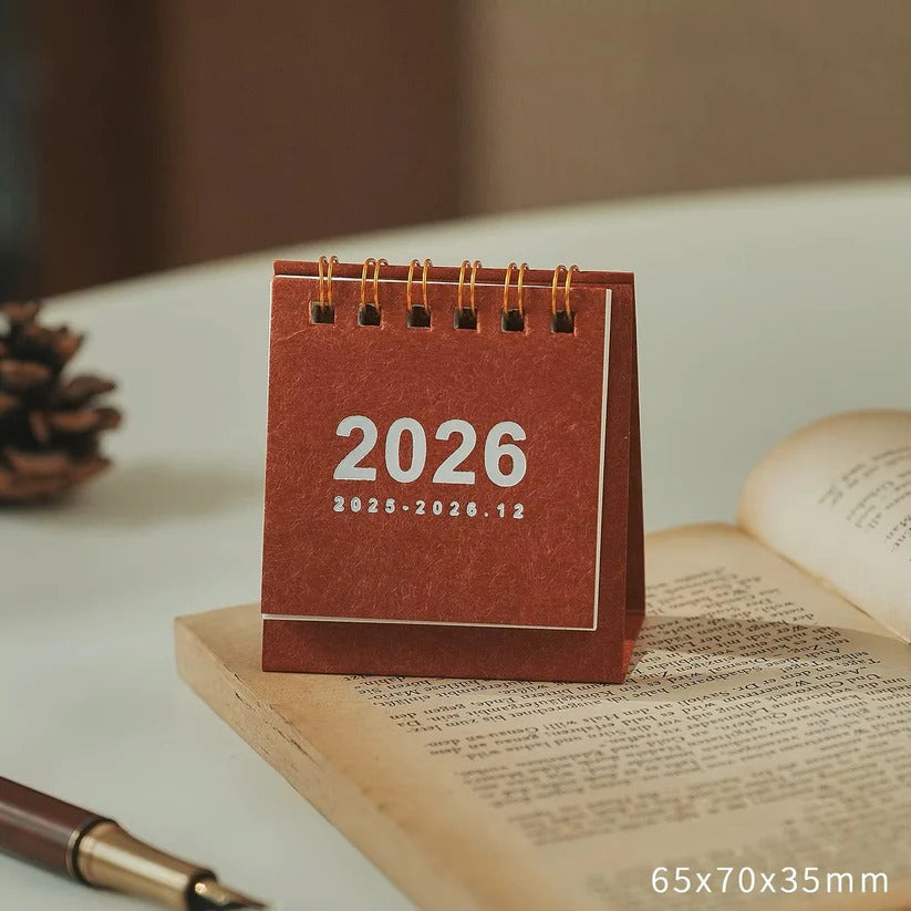 Compact Desk Calendar 2026 with Stand for Home Office