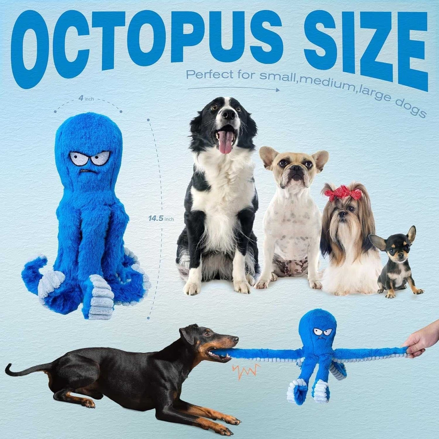 Plush Octopus Chew Toy with Squeaker for Dogs