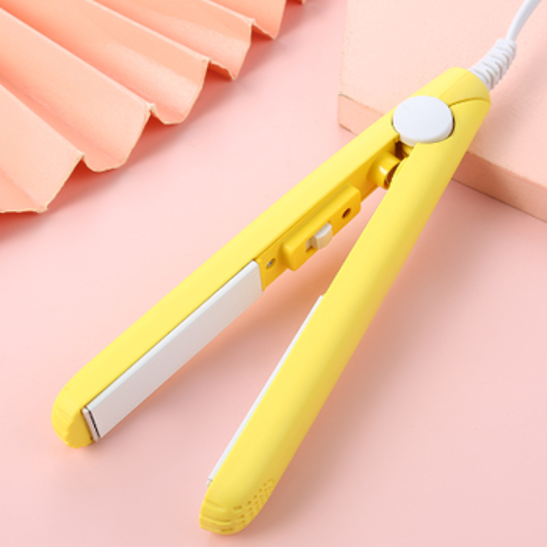 Compact Ceramic Hair Straightener & Curling Iron with 3D Floating Plates for Travel & Bangs