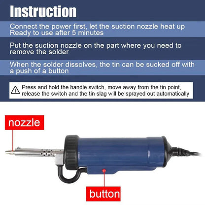 Portable Desoldering Tool with Multiple Nozzle Tips