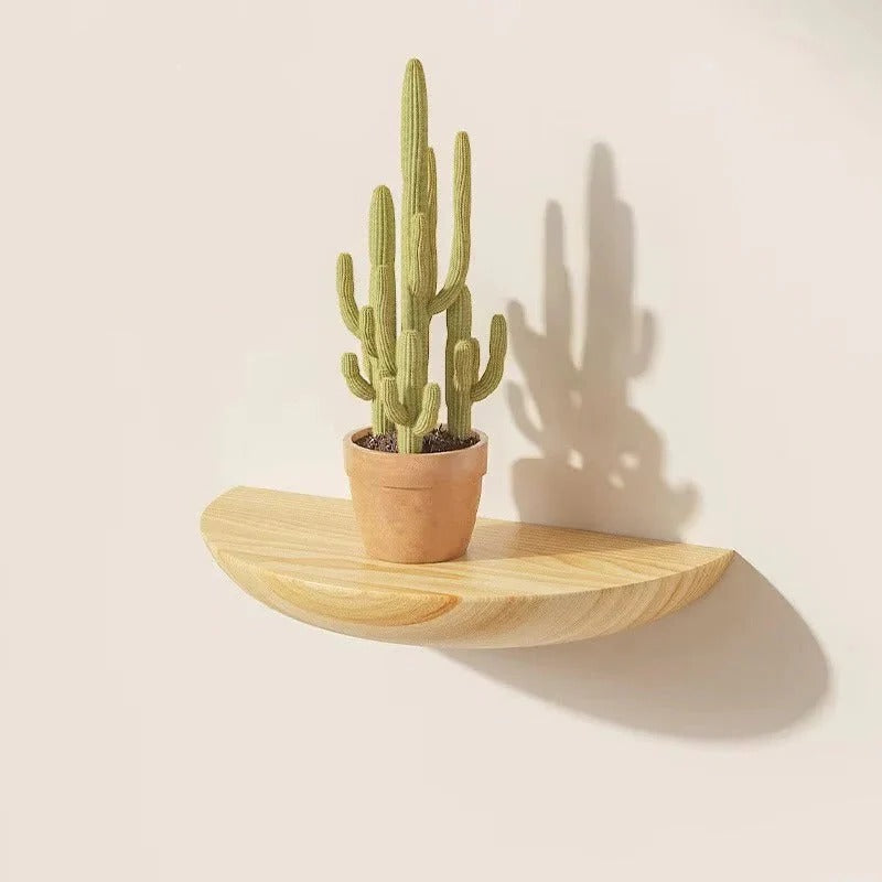 Round Wood Wall Shelf for Home Decoration - Ortekor