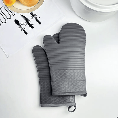 Silicone Oven Mitts 13 Inch Heat-Resistant Kitchen Gloves for Cooking Grilling Baking Non-Slip Grip BBQ Safety Protection Hot Pan Handling