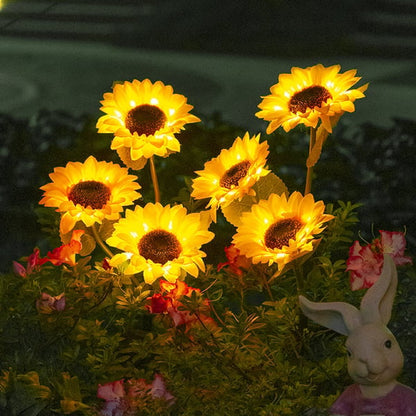 Solar Sunflower Garden Lights Outdoor Set | Automatic LED Pathway Stake Lights for Yard, Patio & Walkway | Wireless Weather-Resistant