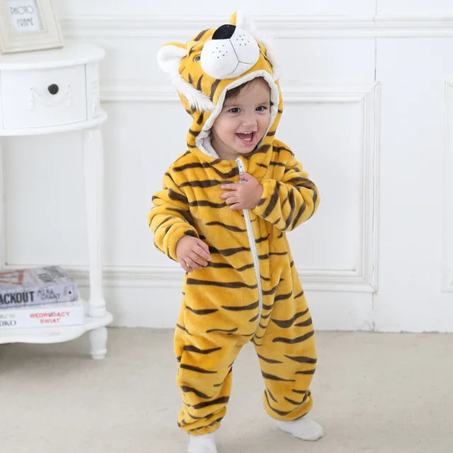 Soft Baby Animal Onesie Costume with Hood – Full-Zip Fleece Outfit for Infants & Toddlers – Home, Playdates & Photo Ops