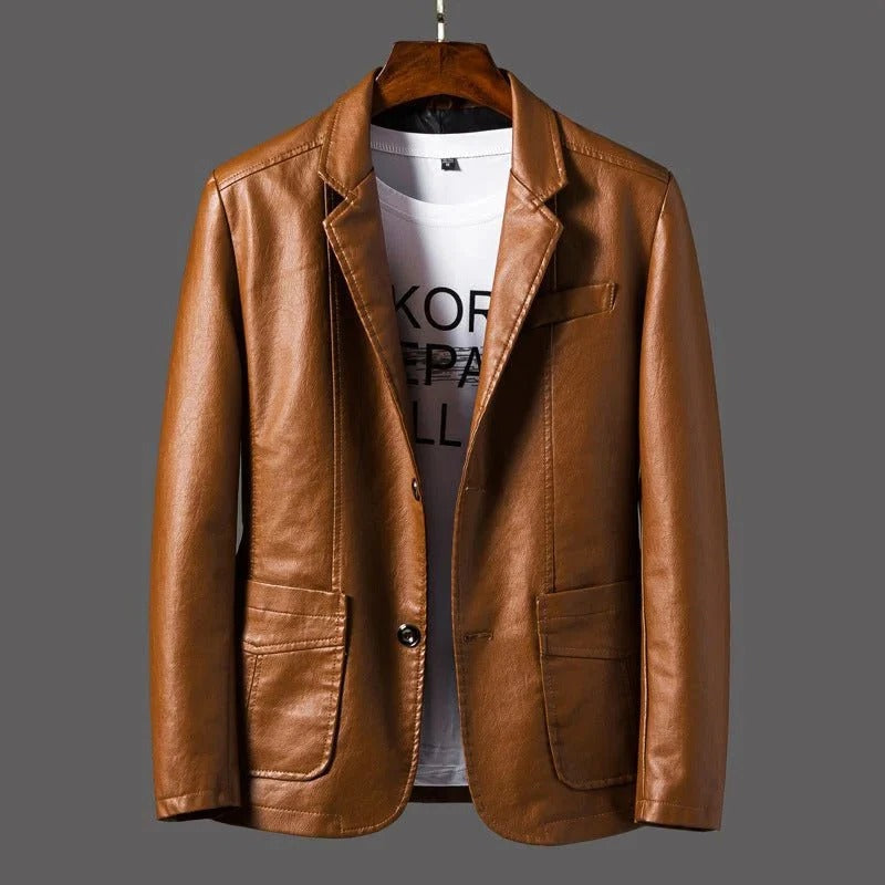 Vintage Style Leather Biker Jacket for Men
