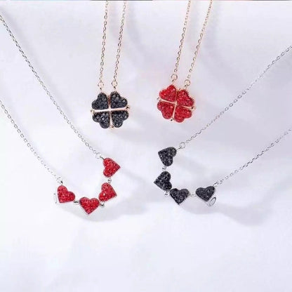 Magnetic Flip Heart Necklace – Converts from Flower to Heart Design – Sterling Silver Chain for Women & Girls