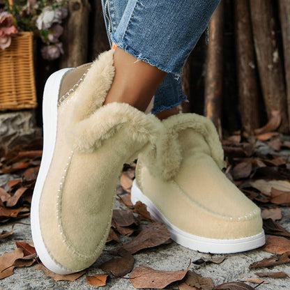 Warm Fuzzy Ankle Boots for Women, Lightweight Comfortable Design