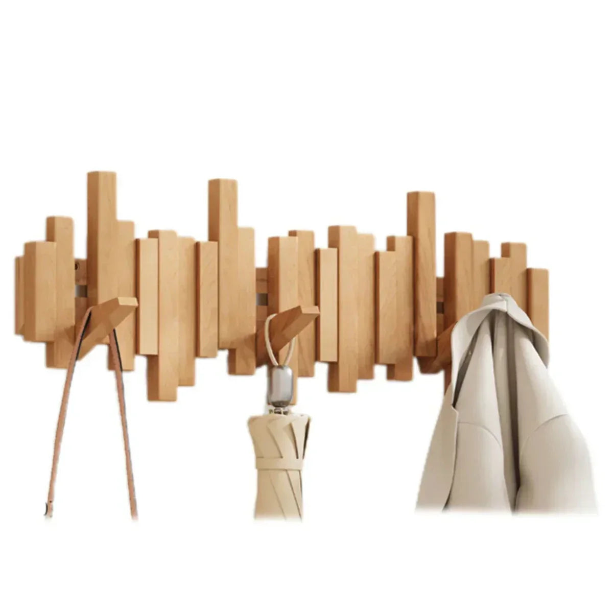 Sturdy Wooden Coat Hook Modern Entryway Storage Rack