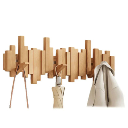 Sturdy Wooden Coat Hook Modern Entryway Storage Rack
