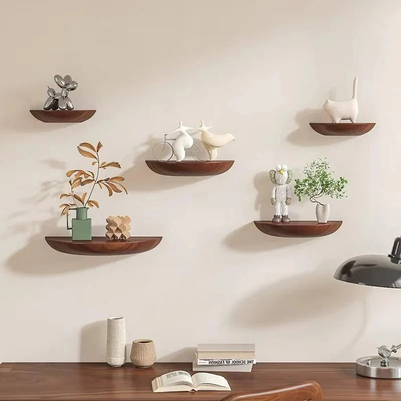 Round Wood Wall Shelf for Home Decoration