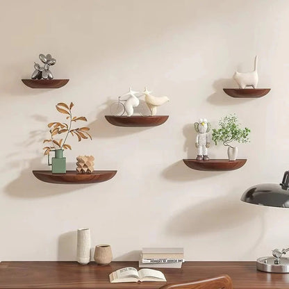 Round Wood Wall Shelf for Home Decoration