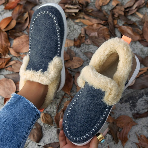 Warm Fuzzy Ankle Boots for Women, Lightweight Comfortable Design