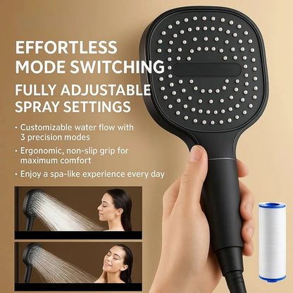 Purifying Shower Head with Multiple Spray Settings