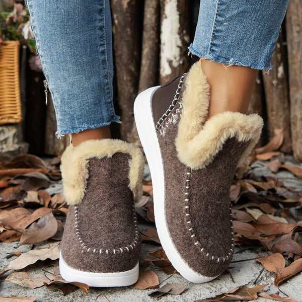 Warm Fuzzy Ankle Boots for Women, Lightweight Comfortable Design - Ortekor