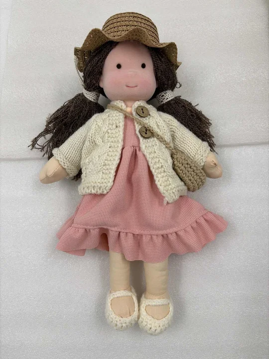 Handcrafted Waldorf-Style Doll with Soft Fabric Body and Knit Clothing for Imaginative Play