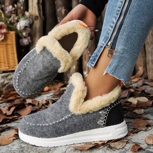 Warm Fuzzy Ankle Boots for Women, Lightweight Comfortable Design