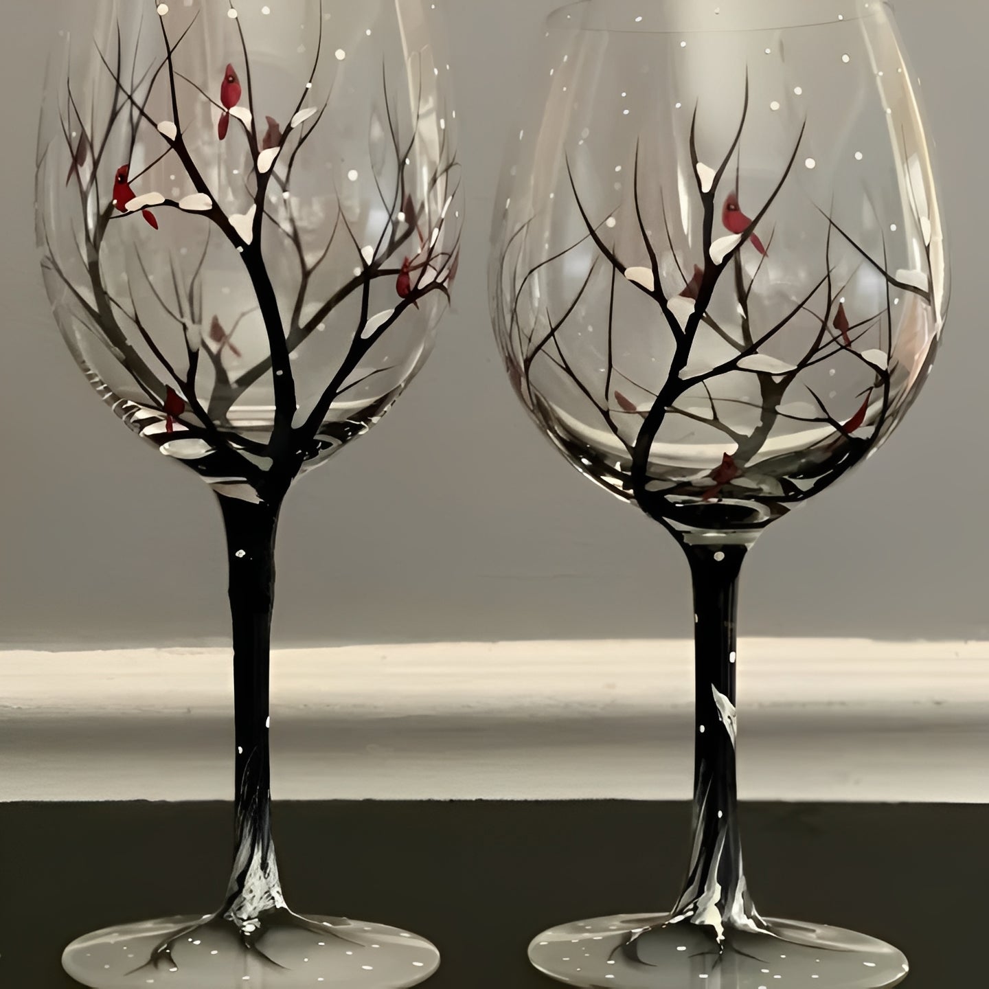 Colorful Seasonal Tree Wine Glass 12oz