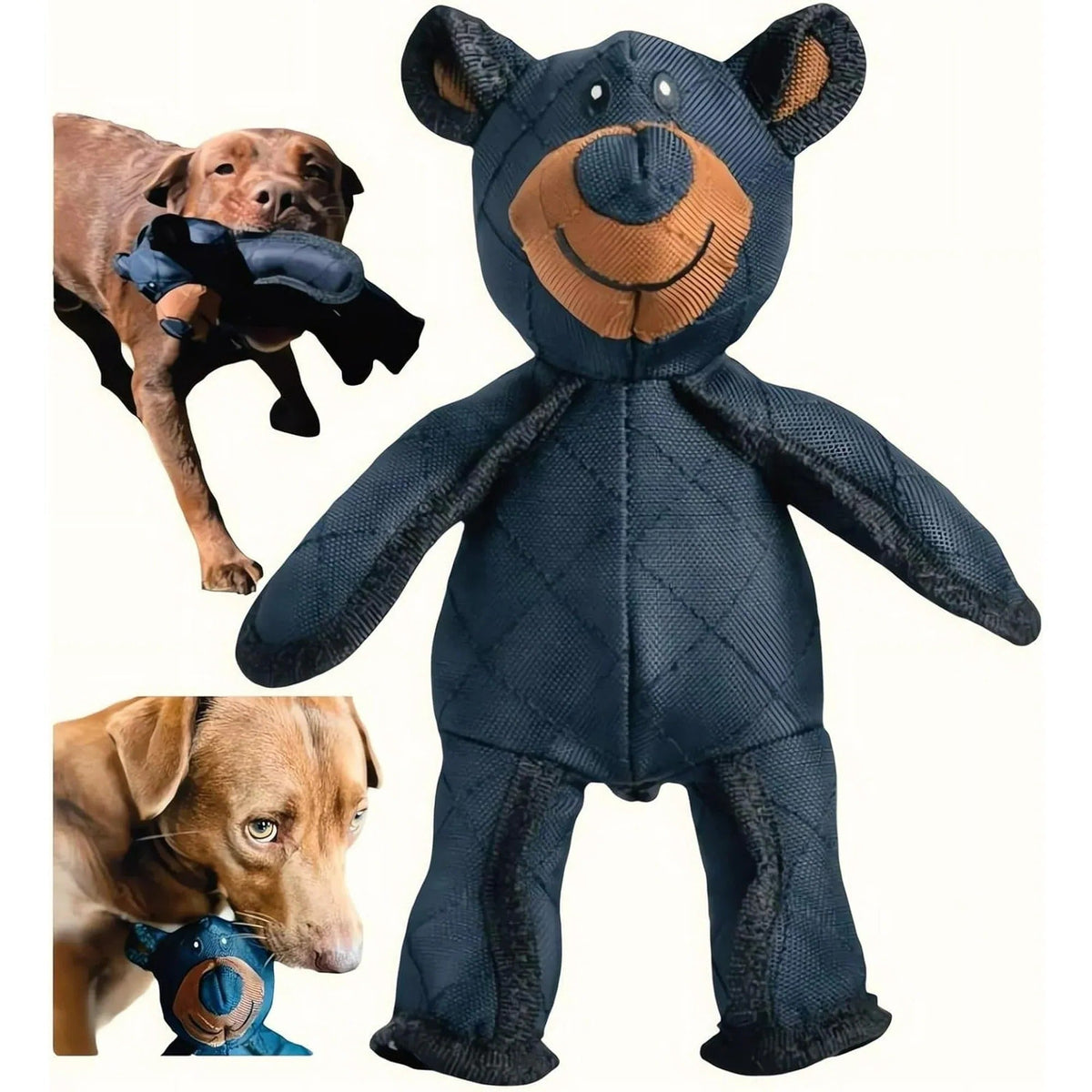 Plush Bear Chew Toy with Squeaker for Dogs – Heavy Duty Stuffed Animal – Machine Washable – 10 x 8 Inches