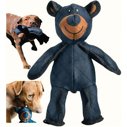 Plush Bear Chew Toy with Squeaker for Dogs – Heavy Duty Stuffed Animal – Machine Washable – 10 x 8 Inches